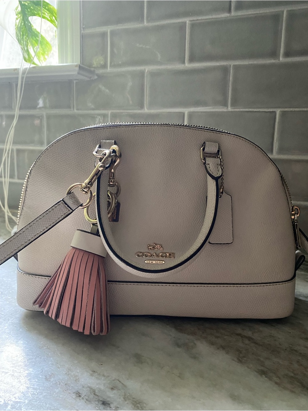 Coach Dome Crossbody Satchel in Light Pink and Blush Tassel
